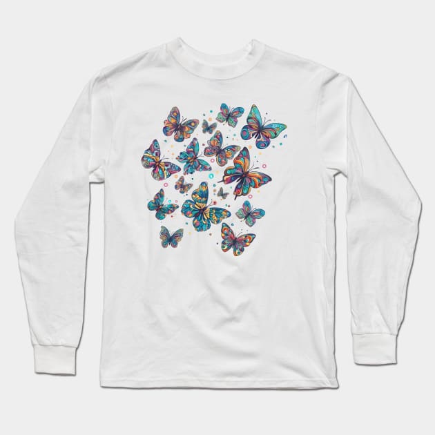 Flurry of Butterflies Long Sleeve T-Shirt by Organicgal Graphics